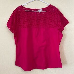 Dressbarn Hot Pink Cutout Pullover Blouse